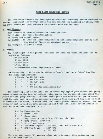 Ford Parts Numbering System